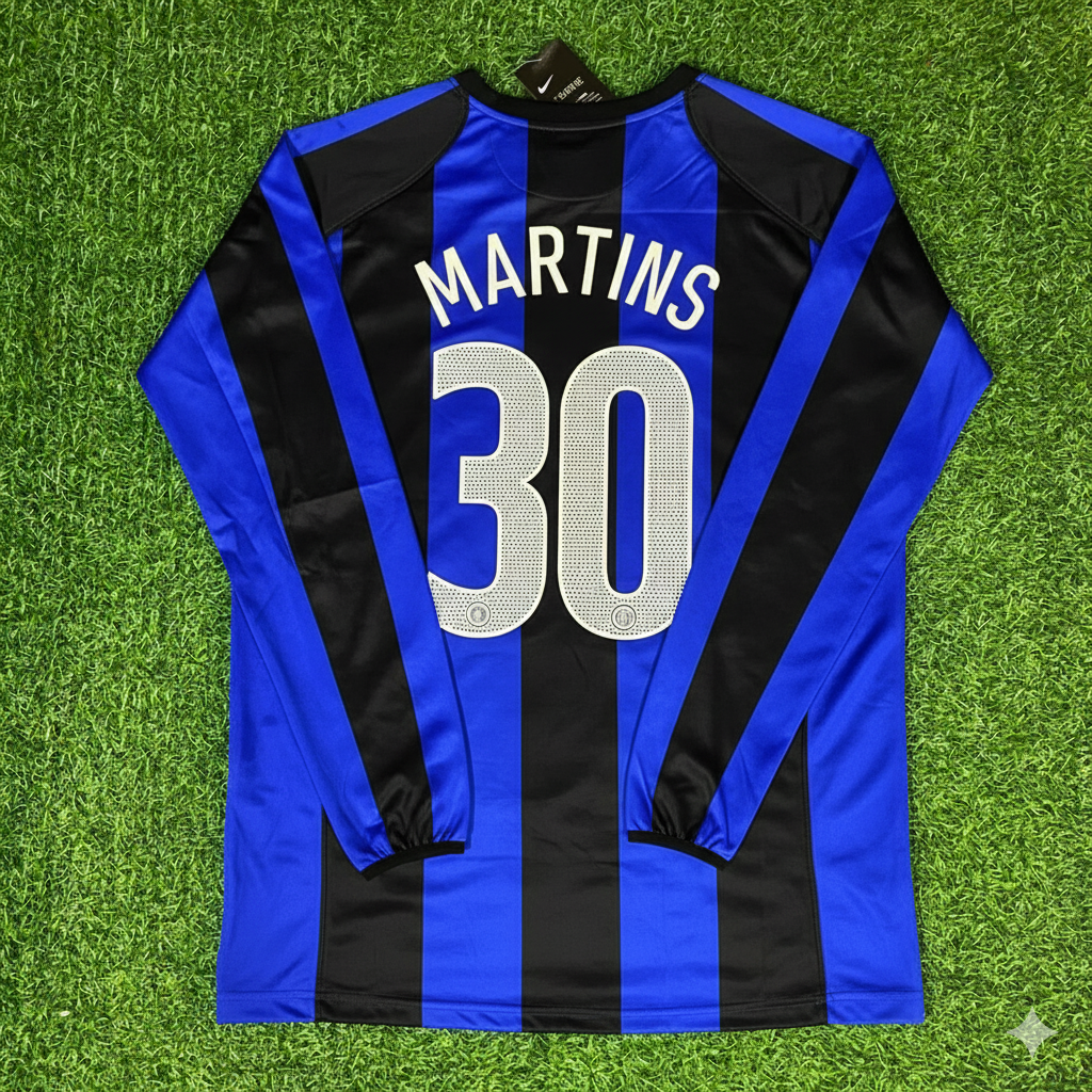 Obafemi Martins Inter Milan 2004/05 Retro Long Sleeve Football Jersey Kit