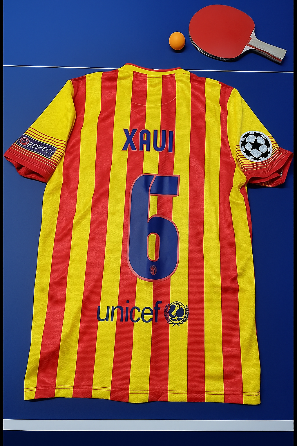 Xavi Hernandez 6 - Barcelona 2013/2014 Yellow Red Retro Football Jersey