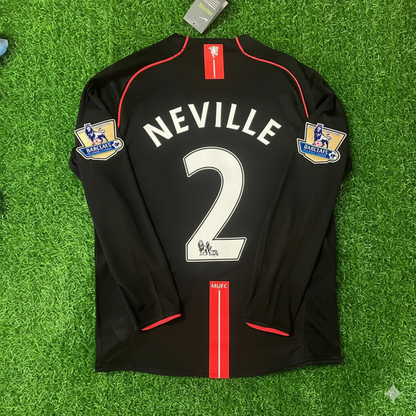 Gary Neville 2007-2008 Manchester United Black Retro Football Jersey