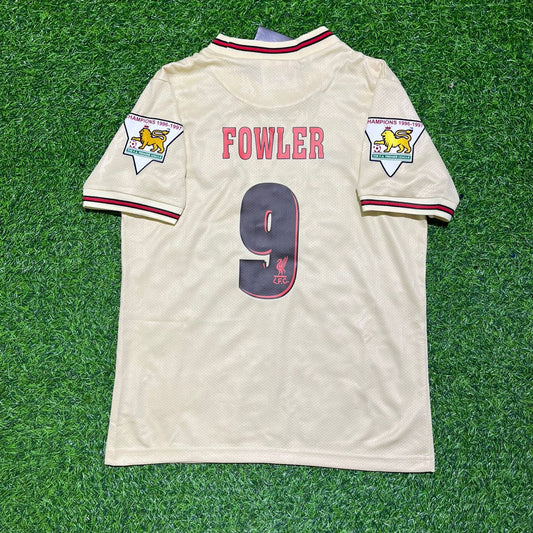 Robbie Fowler Liverpool 1996 1997 Retro Beige White Retro Football Jersey