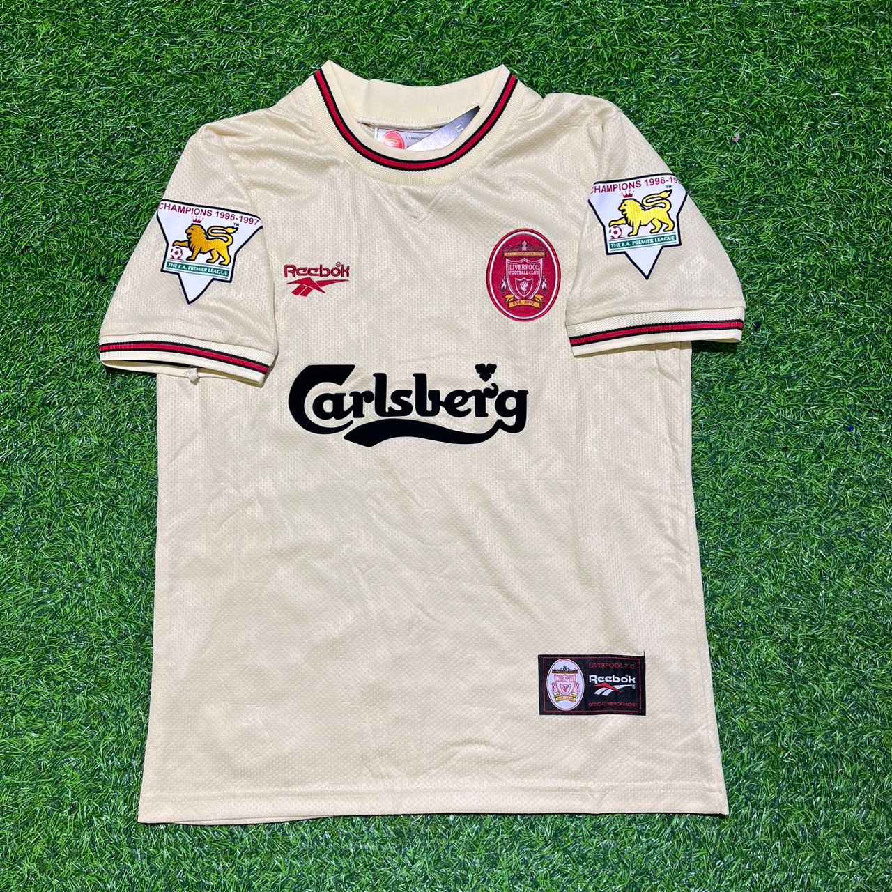 Robbie Fowler Liverpool 1996 1997 Retro Beige White Retro Football Jersey