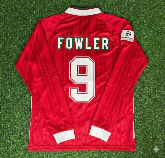 Robbie Fowler Liverpool Long Sleeve Retro Football Jersey Kit