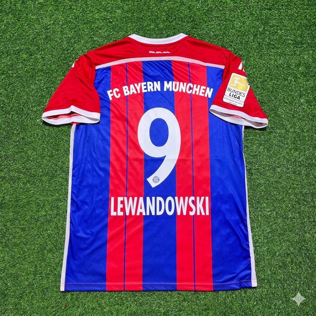 Robert Lewandowski #9 Bayern Munich 2014 2015 Home Retro Patch Football Jersey