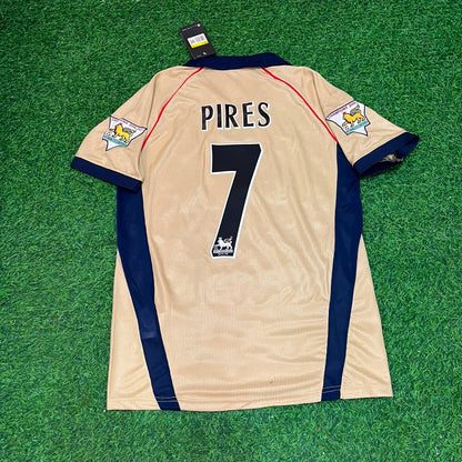 Robert Pirès #7 Arsenal 2001-2002 Away Golden Retro Football Jersey