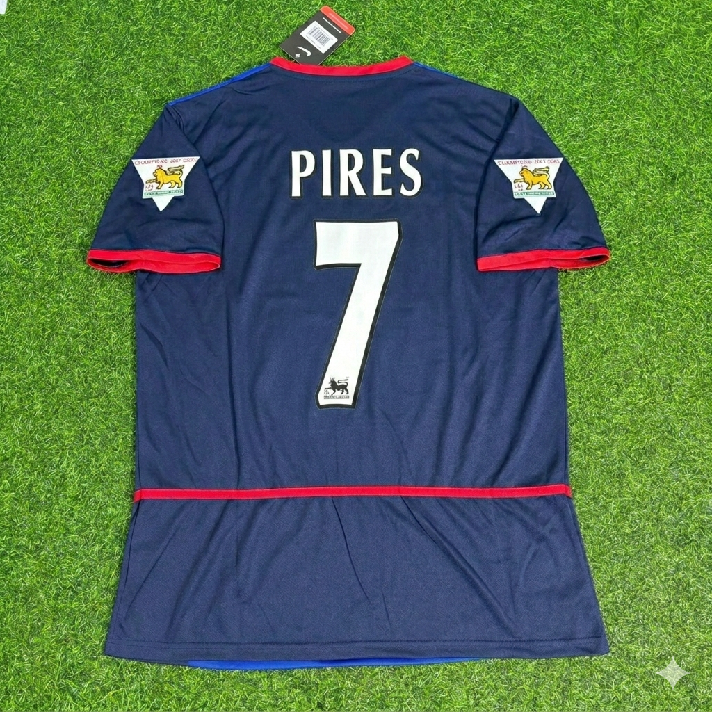 Robert Pirès 7- Arsenal 2002-2004 Black Blue o2 Retro Football Jersey Kit