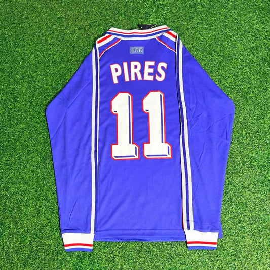 France World Cup 1998 Robert Pires Retro Long Sleeve Football Jersey