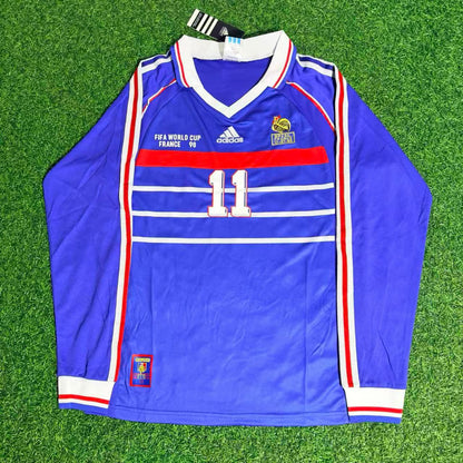 France World Cup 1998 Robert Pires Retro Long Sleeve Football Jersey