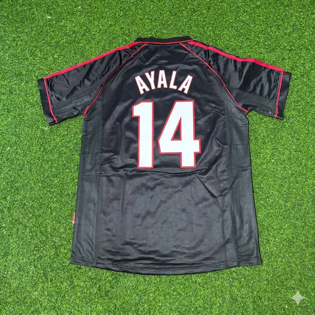 Roberto Ayala #14 AC Milan 1998-1999 Black Retro Football Jersey Kit