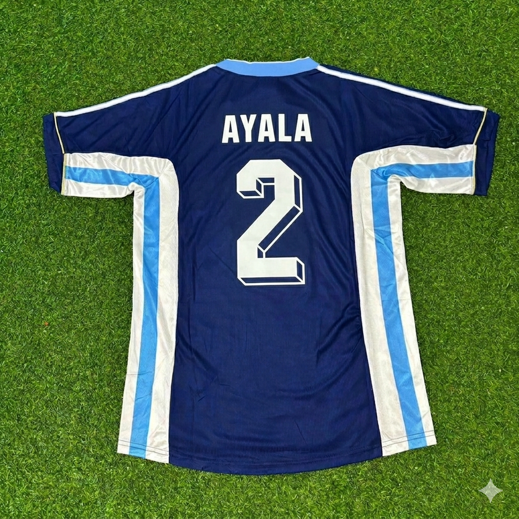 Argentina World Cup 1998 Roberto Ayala #2 Blue Retro Football Jersey
