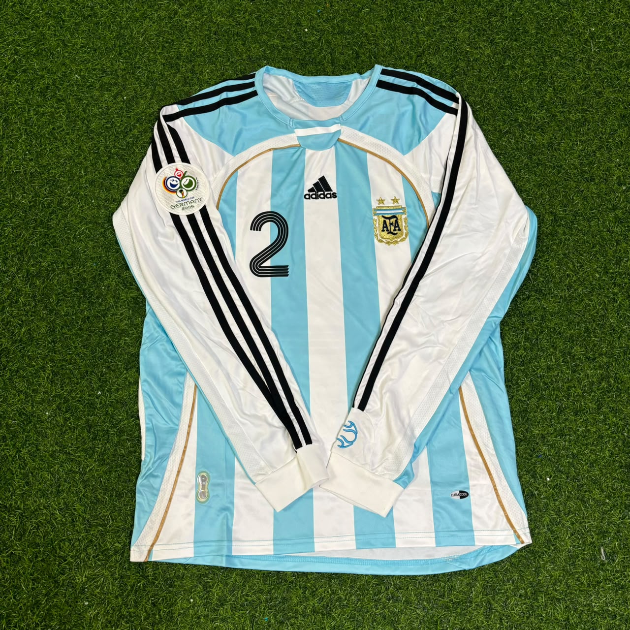 Argentina World Cup 2006 Roberto Ayala #2 Retro Long Sleeve Football Jersey