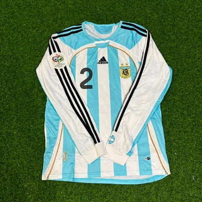 Argentina World Cup 2006 Roberto Ayala #2 Retro Long Sleeve Football Jersey