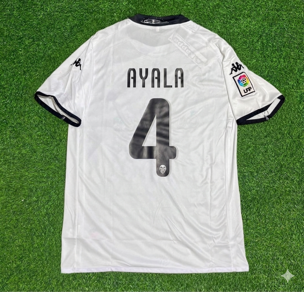 Roberto Ayala #4 Valencia White Retro Football Jersey Kit