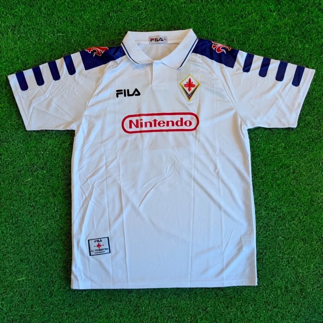 Roberto Baggio Fiorentina Retro White Football Jersey Kit