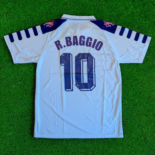Roberto Baggio Fiorentina Retro White Football Jersey Kit
