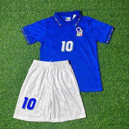 Italy World Cup 1994 Roberto Baggio Retro Kids Football Jersey Kit
