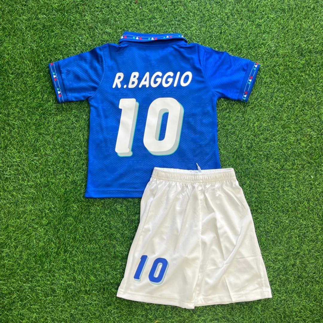 Italy World Cup 1994 Roberto Baggio Retro Kids Football Jersey Kit