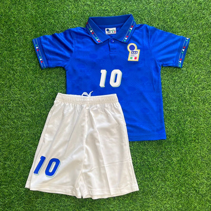 Italy World Cup 1994 Roberto Baggio Retro Kids Football Jersey Kit