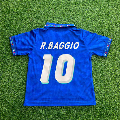 Italy World Cup 1994 Roberto Baggio Retro Kids Football Jersey Kit