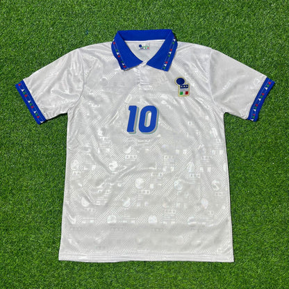 Italy World Cup 1994 Roberto Baggio White Retro Football Jersey Kit