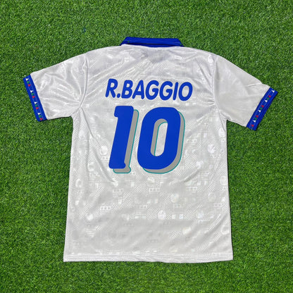 Italy World Cup 1994 Roberto Baggio White Retro Football Jersey Kit