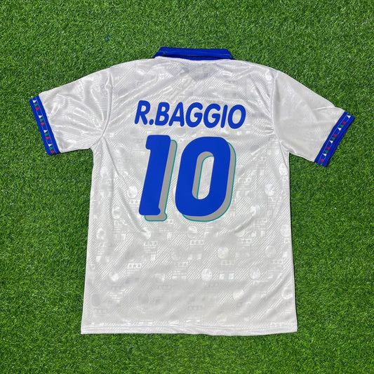 Italy World Cup 1994 Roberto Baggio White Retro Football Jersey Kit