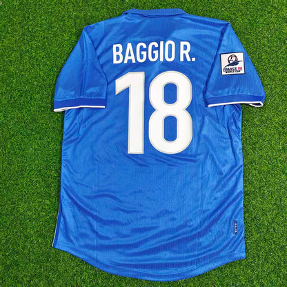 Italy World Cup 1998 Roberto Baggio Home Blue Retro Football Jersey