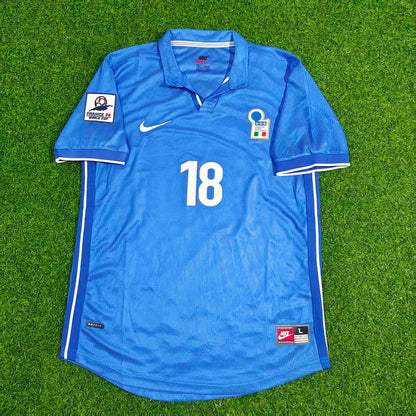 Italy World Cup 1998 Roberto Baggio Home Blue Retro Football Jersey