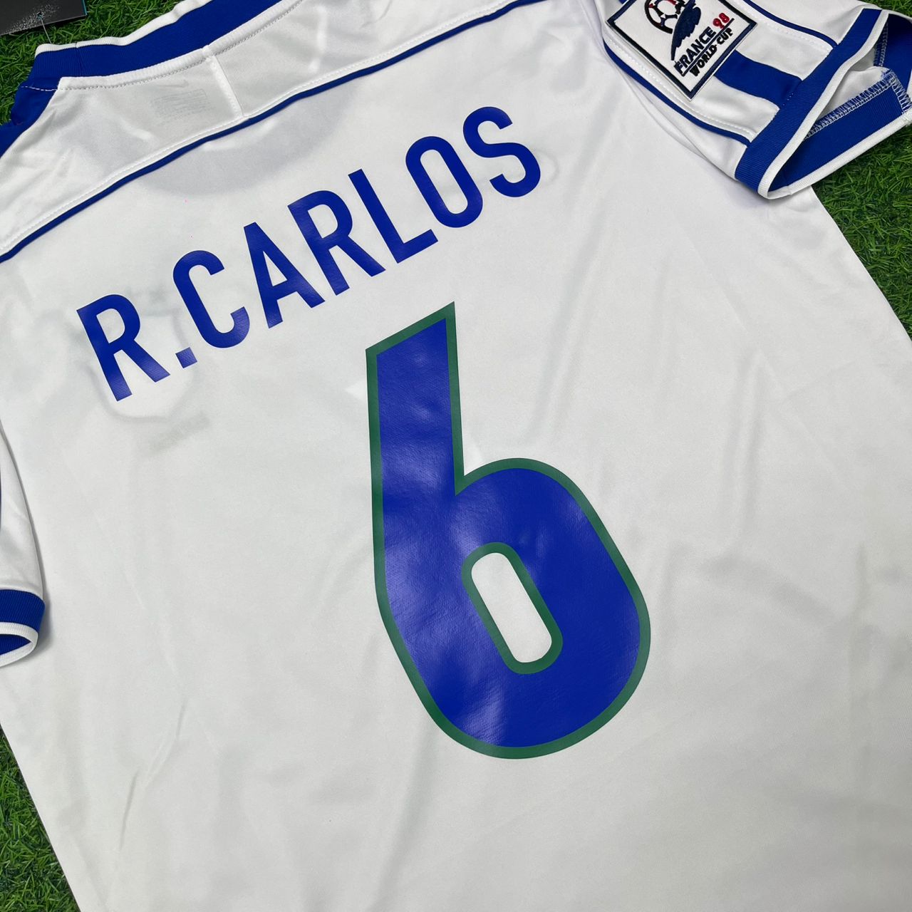 Brazil World Cup 1998 Roberto Carlos #6 White Retro Football Jersey