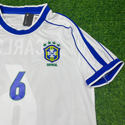 Brazil World Cup 1998 Roberto Carlos #6 White Retro Football Jersey
