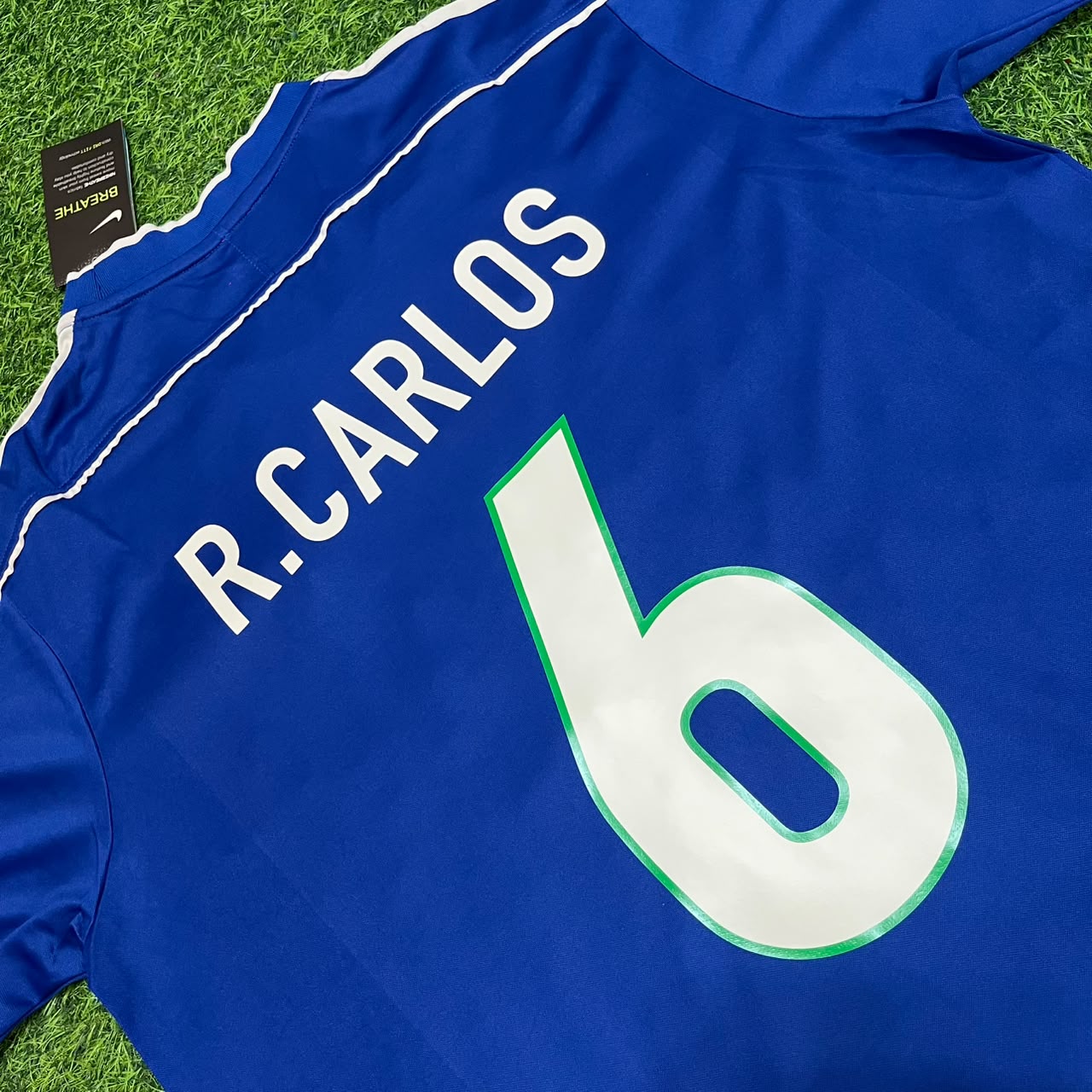 Roberto Carlos Brazil 1997 Blue Retro Football Jersey Kit