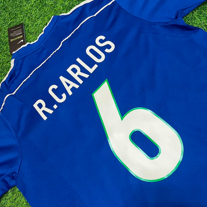 Roberto Carlos Brazil 1997 Blue Retro Football Jersey Kit