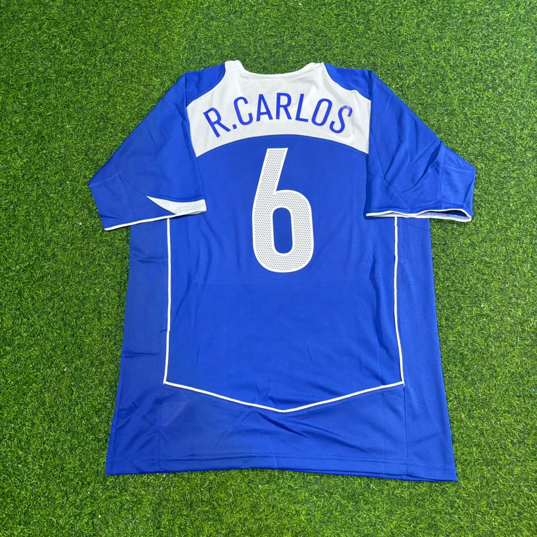 Roberto Carlos Brazil 2004 Blue Retro Football Jersey Collection