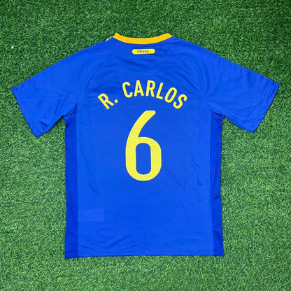 Roberto Carlos Brazil World Cup Retro Blue Football Jersey