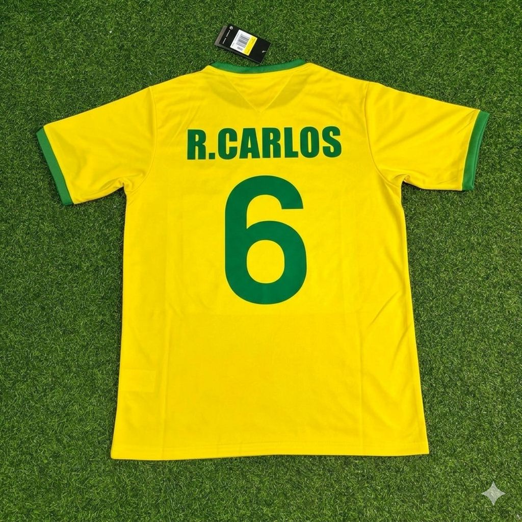 Roberto Carlos Brazil Retro Home Football Jersey