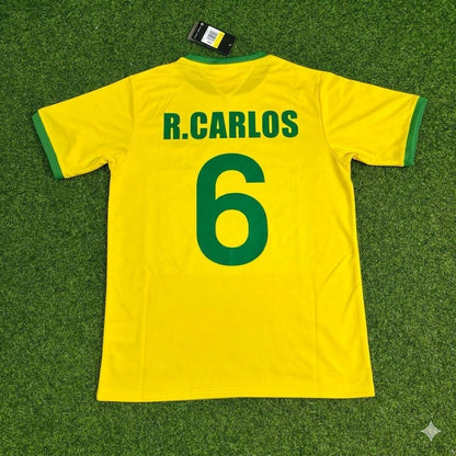Roberto Carlos Brazil Retro Home Football Jersey