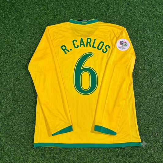 Brasilien WM 2006 Roberto Carlos #6 Langarm Fußballtrikot