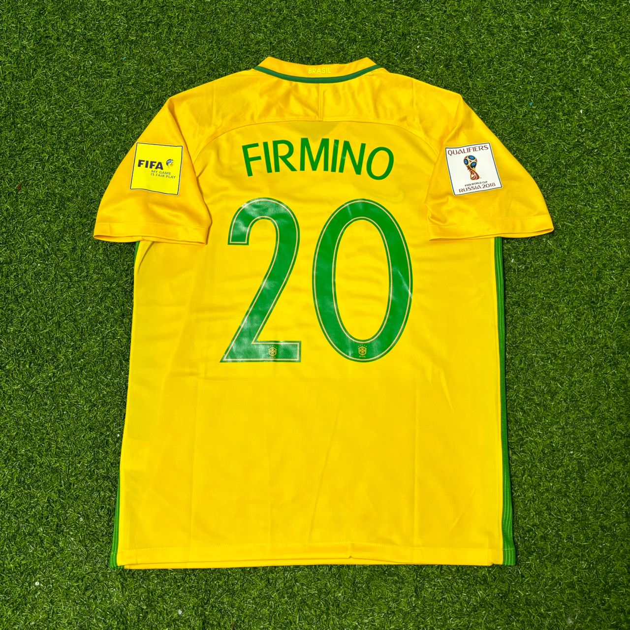 Brazil World Cup 2018 Roberto Firmino #20 Home Football Jersey