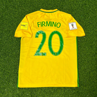 Brazil World Cup 2018 Roberto Firmino #20 Home Football Jersey