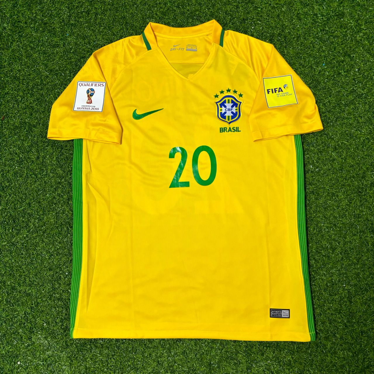 Brazil World Cup 2018 Roberto Firmino #20 Home Football Jersey