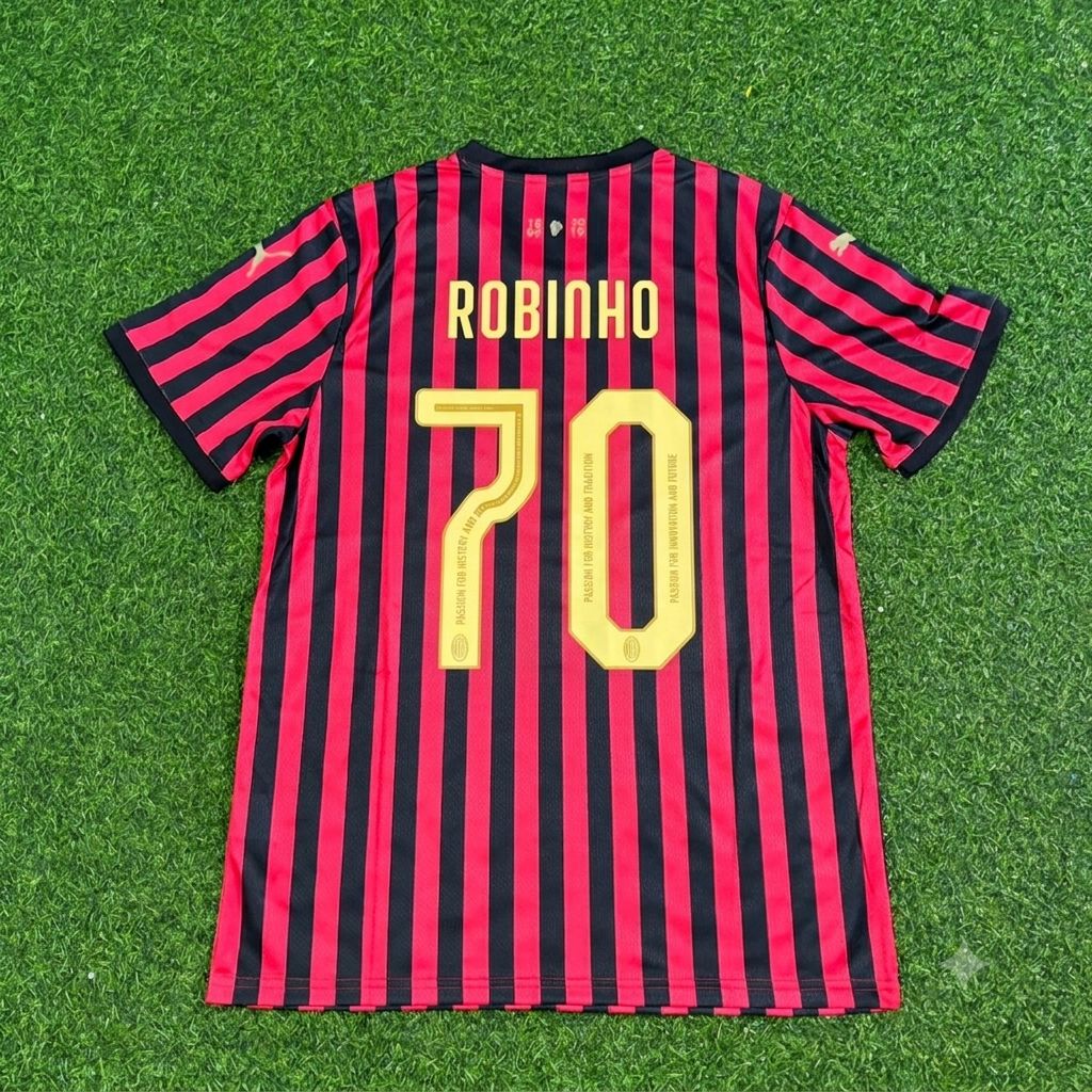 Robinho AC Milan 120th Anniversary Special Golden Retro Football Jersey Kit