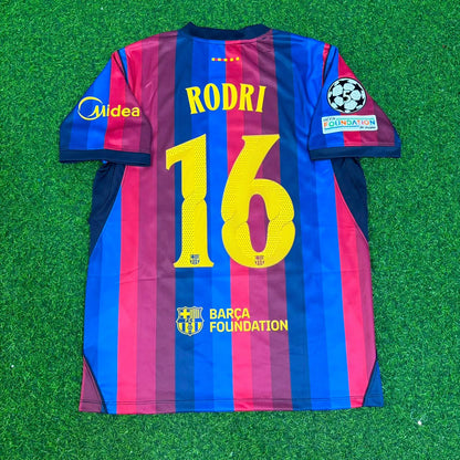 Rodri #16 Barcelona 2027 Champions League Patch Home Football Jersey