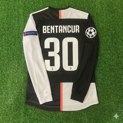 Rodrigo Bentancur 30- Juventus Long Sleeve 2019 2020 Retro White Black Football Jersey