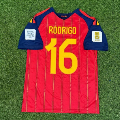 Rodrigo #16 Spain Two Star 2026 World Cup Champions Home Football Jersey