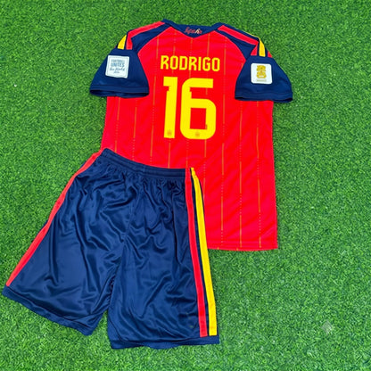 Spain World Cup 2026 Rodrigo #16 Kids Football Jersey