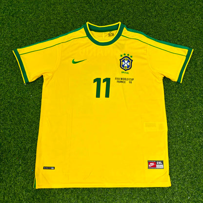 Brazil World Cup 1998 Romário #11 Retro Football Jersey Kit