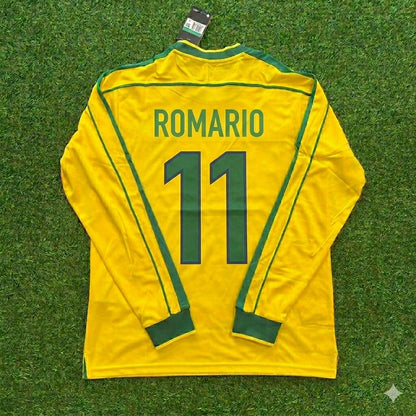 Romário #11 - Brazil Long Sleeve Retro Football Jersey Kit Shirt