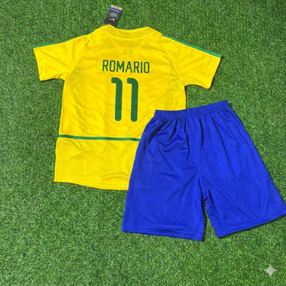 Romario 11- Brazil Retro Kids Football Jersey Kit