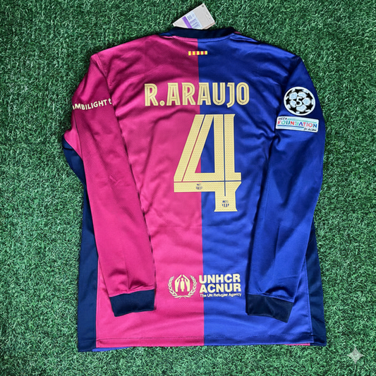 Ronald Araujo 4- Barcelona 2025 Champions League Long Sleeve Football Jersey