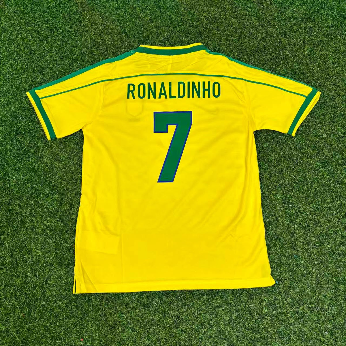 Ronaldinho #7 Brazil Retro Kids Soccer Football Jersey Kit Kinder Special Edition