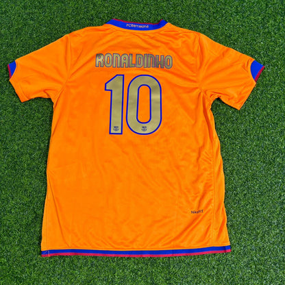 Ronaldinho Barcelona 2006-2007 Orange Retro Football Jersey Kit